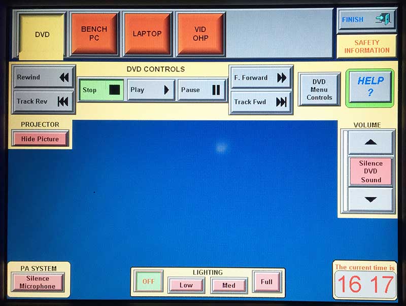 DVD touch-screen transport controls