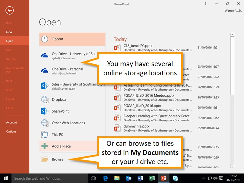 PowerPoint open file screen