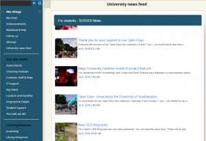 Screenshot from the MSc Allergy Blackboard site, showing Sussed news feed