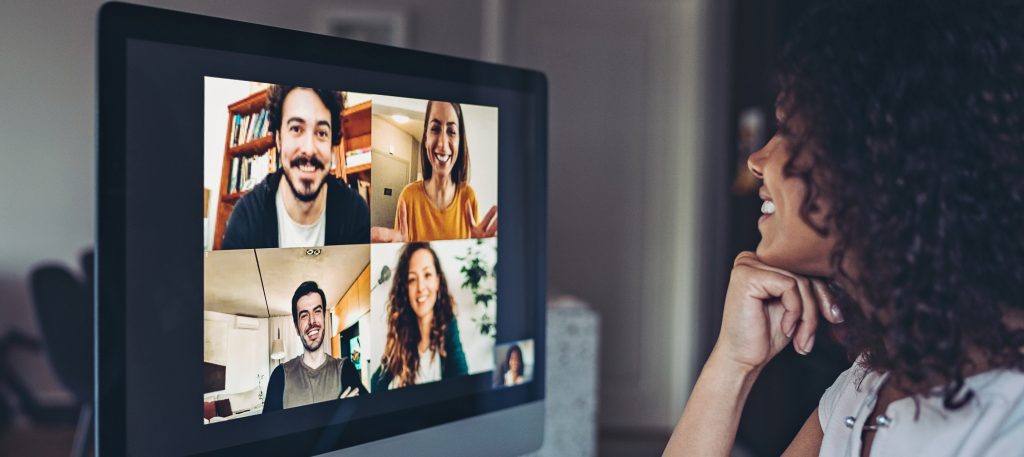 Group of people having a video conference
