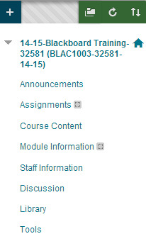 A list of content items under the Blackboard course.