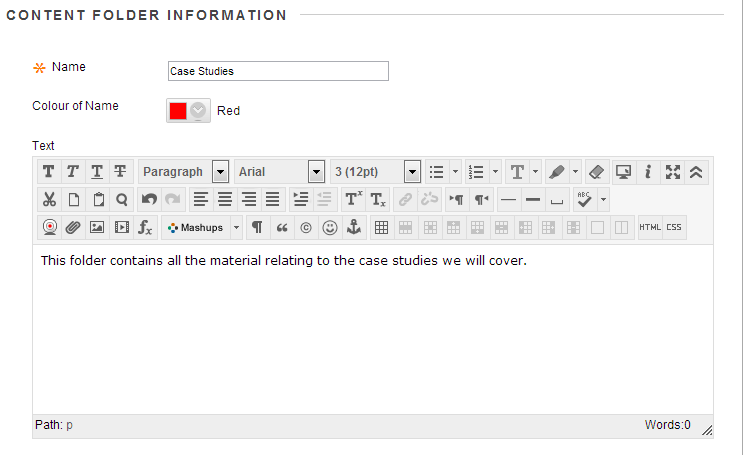 Enter Folder Information