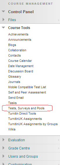 Tests, Surveys and Pools