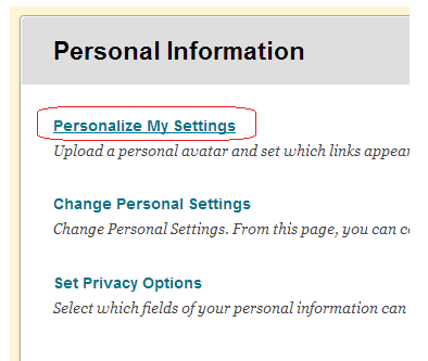 Personalize my settings
