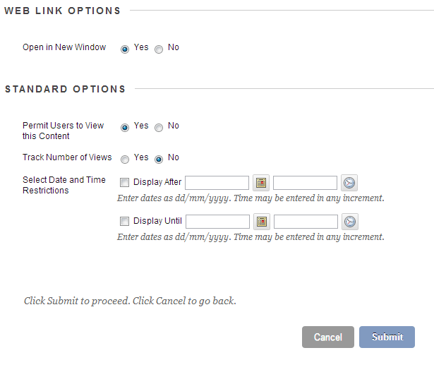 Link Options