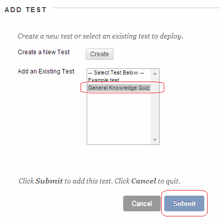 Select Test / Survey to deploy
