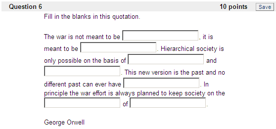 Example Question Types: Fill in Multiple Blanks