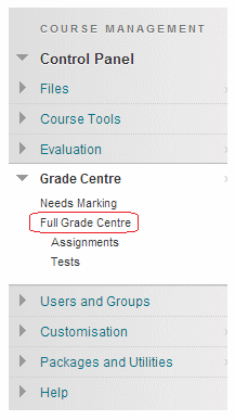 Access the Grade Centre