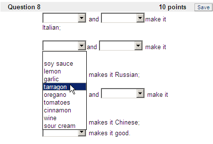 Example Question Types: Jumbled Sentence