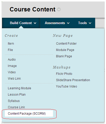 scorm package 1.2 blackboard