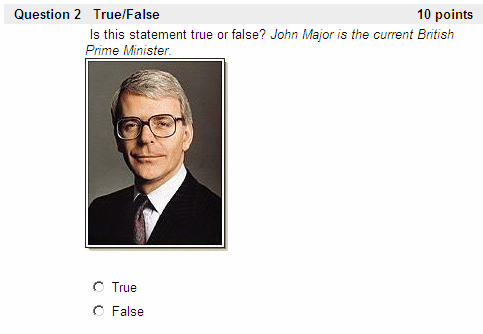 Example Question Types: True or False