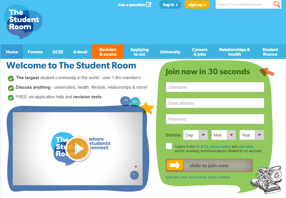 Homepage of the Student Room.
