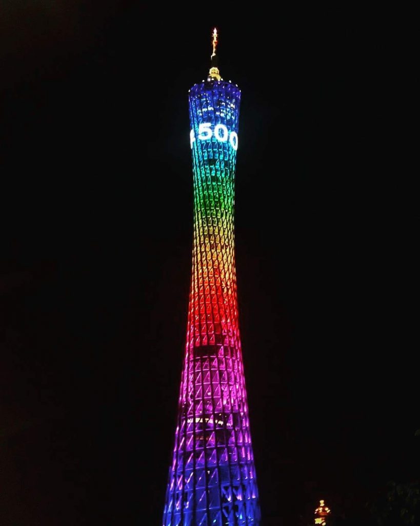 Canton Tower glowing in the dark
