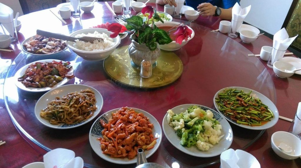 Typical 'rotating' restaurant food in Beijing.