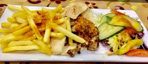The Chicken Shish Kebab in Pita with Chips and Salad at UniKebab