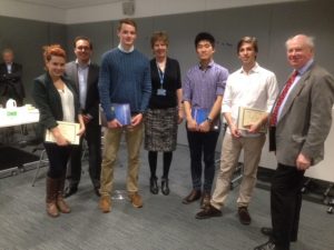 From left to right Abigail Muscat, Dominic Hudson (tutor), Max Nicholson, Georgie Keane (tutor), Jeremy Thong, Gilberto Besana and Vaughan Pomeroy