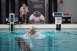 Dr Webb running a swimming test