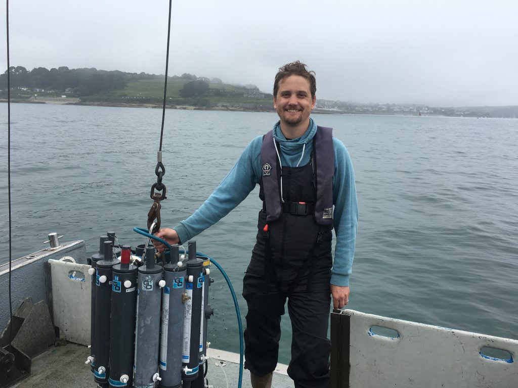 On our coastal teaching vessel (Callista) deploying a CTD. 