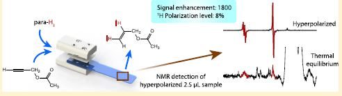 High-Resolution Nuclear Magnetic Resonance Spectroscopy with Picomole Sensitivity by Hyperpolarization on a Chip