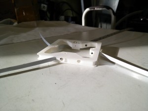 Assembled antenna deployment mechanism showing the 3D printed part in white