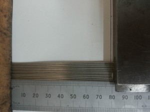 Attitude stabilisation rods made out of HyMu-80. Cut to the right lengths and waiting to be annealed to give them the best magnetic properties.