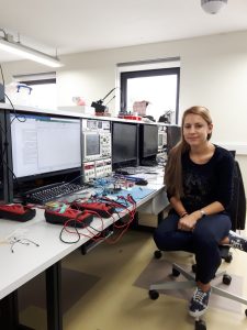 Our intern, Denisa, testing the functionality of the complete UoS3 power subsystem.