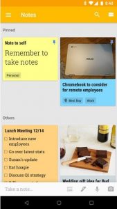 Notes in Google Keep.