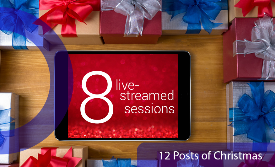 8 live streamed sessions. An image of an iPad to represent Wirecast Play.