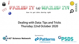 Read more about the article 22/10/2020 – Failed it to Nailed it! How to get data sharing right! – Dealing with Data: Tips & Tricks
