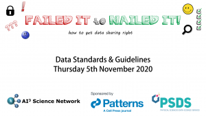 Read more about the article 05/11/2020 – Failed it to Nailed it! How to get data sharing right! – Data Standards and Guidelines