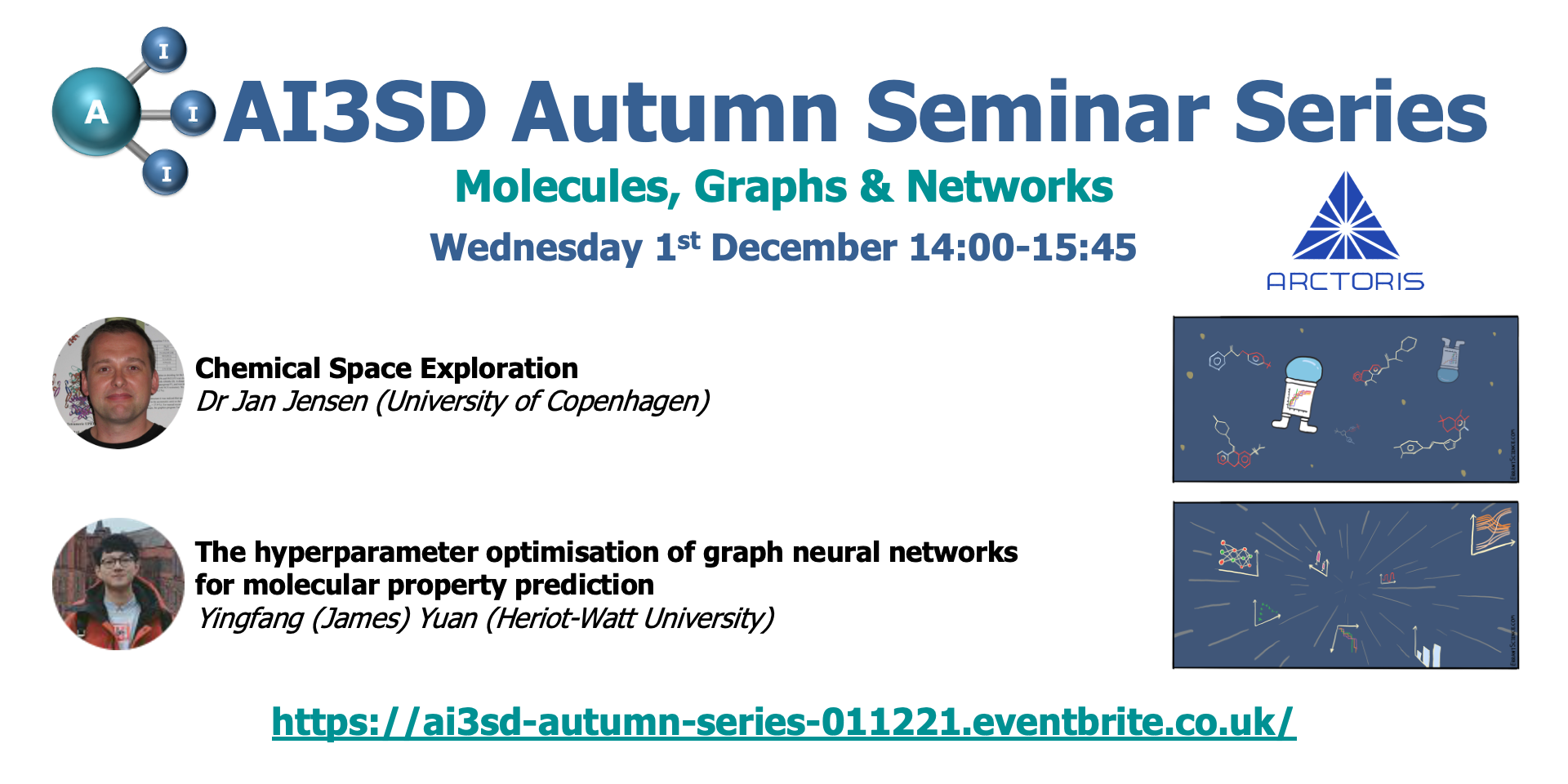 Read more about the article 01/12/2021 – AI3SD Autumn Seminar VIII: Molecules, Graphs & Networks