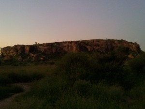 Mapungubwe hill at dusk.
