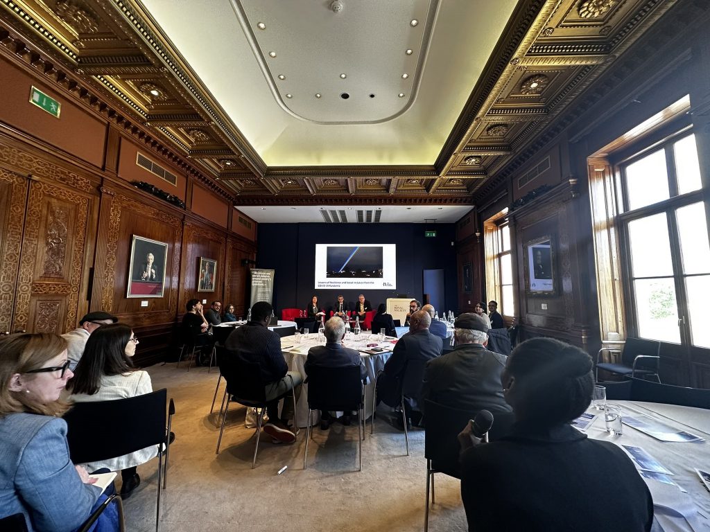 A view of the room from the back, where the conference was taking place 