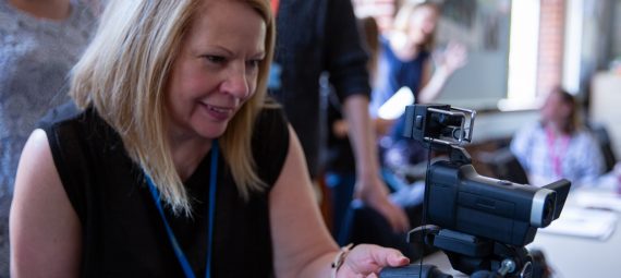 Attendee trying out a camera