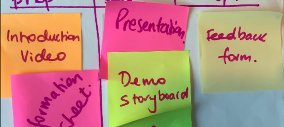 Sample storyboard with post-it notes for FLOW workshop