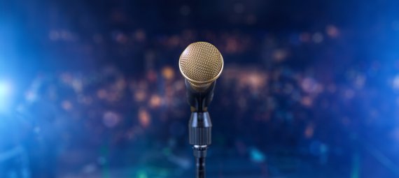 Microphone on a stand.