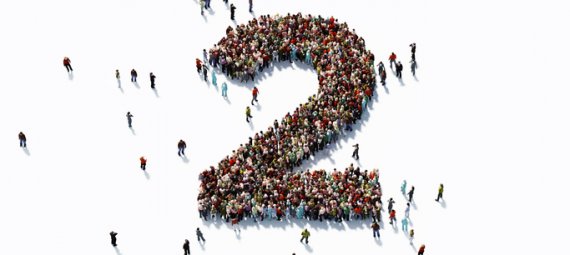 Human crowd forming a big number two on white background.