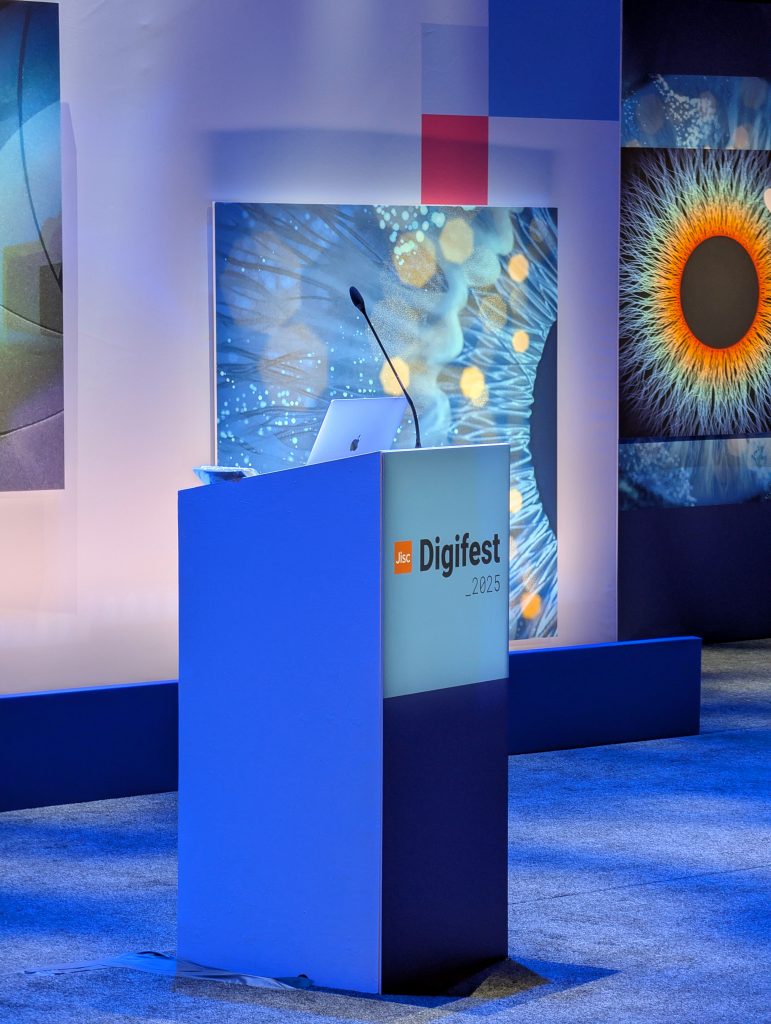 A digifest speaker podium.