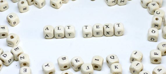 Alt text spelt with letters on dice.