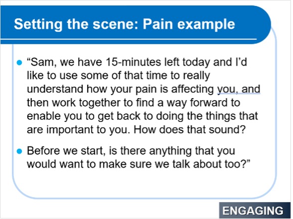 The first of two PowerPoint slides. One is 4:3 and full of text. The other is 16:9 and consists of an image and speech bubble with text coming from the woman in the image. There is also a speaker button on the slide where the user can select to listen to the text.