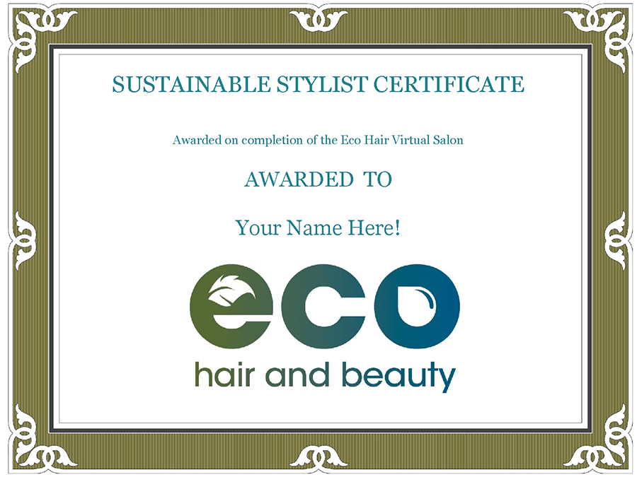 Stylist Certificate – eco hair and beauty