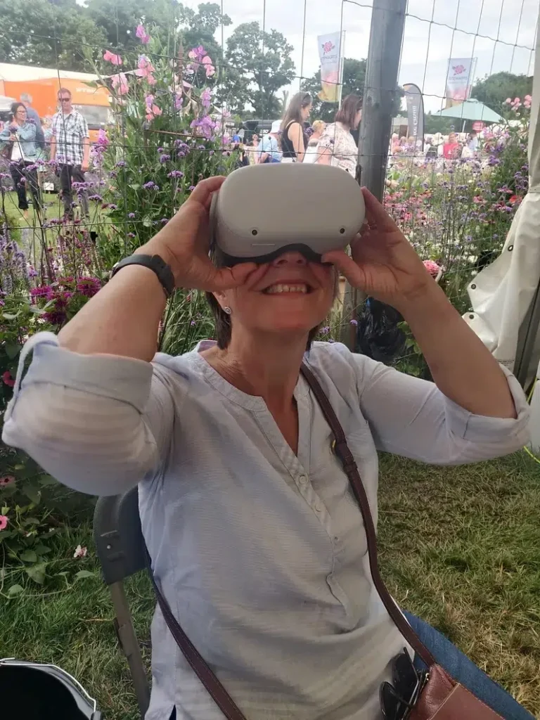 woman using VR headset