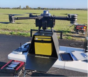 Multi copter drone used in flight trials in Keevil