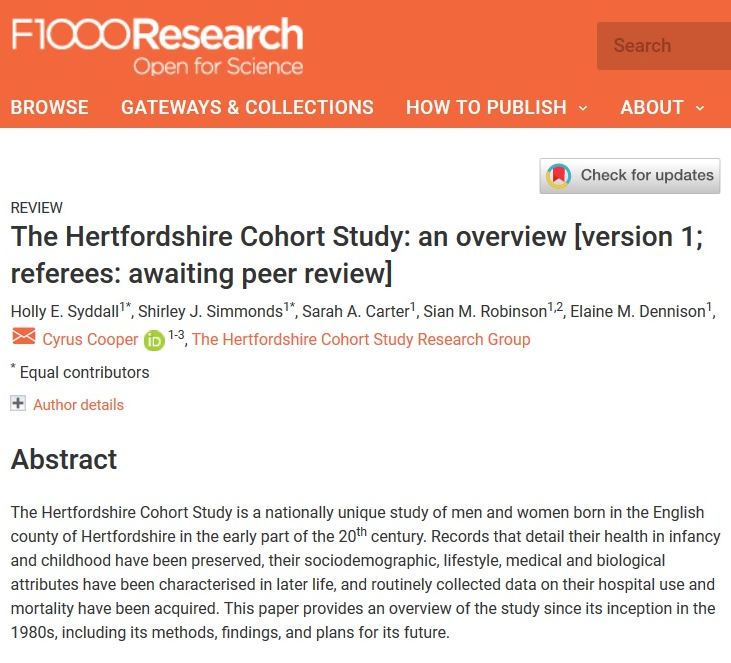 The Hertfordshire Cohort Study: An Overview