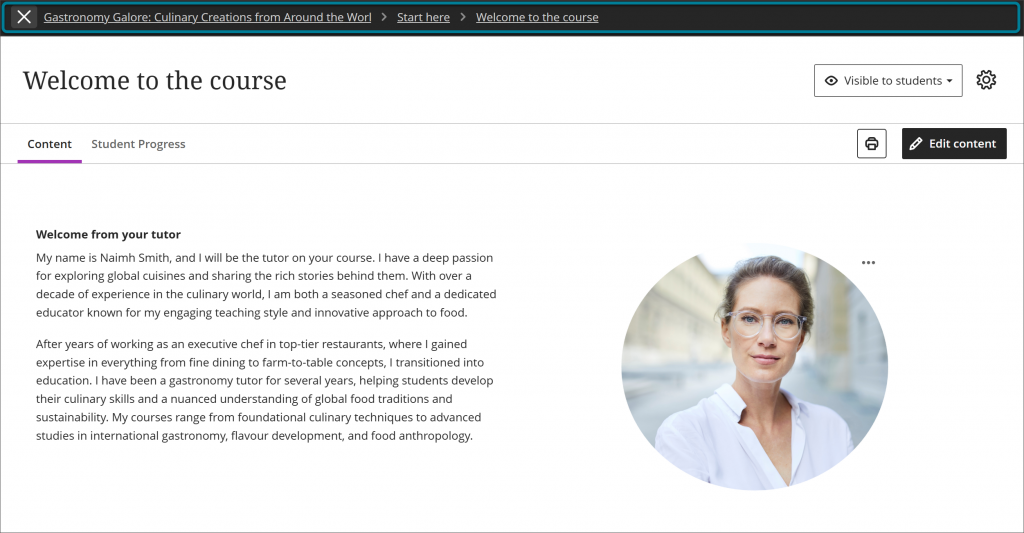 Blackboard Ultra full-screen view feature