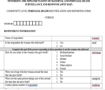 sample of the community death reporting form
