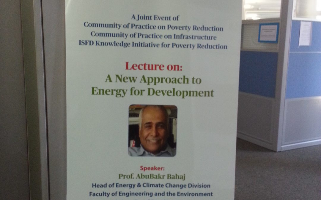 Prof Bahaj gives Lecture on Energy for Development at the Islamic Development Bank, Jeddah Saudi Arabia