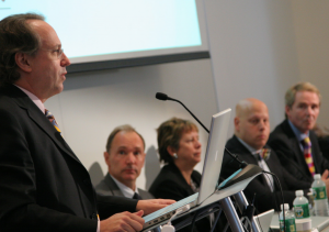 Professor Rodney Brooks welcomes the press at the initial launch of the Web Science Research Initiative at MIT in 2006, with Tim Berners-Lee, Wendy Hall, Daniel Weitzner and Nigel Shadbolt.