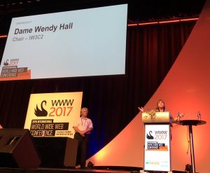 Dame Wendy Hall announcing The Web Conference 2018