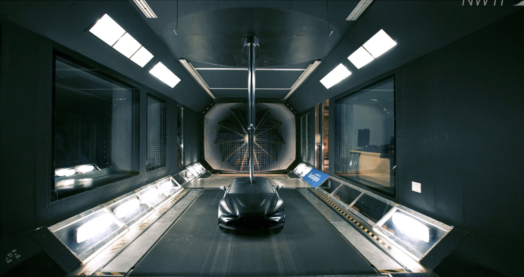 Car in wind tunnel